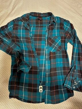Tony Hawk Men's Plaid Button Down in Blue & Brown
